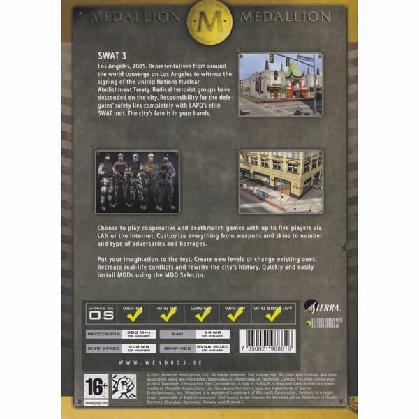 SWAT 3 Close Quarters Battle PC CD Medallion Best Value (Brukt)