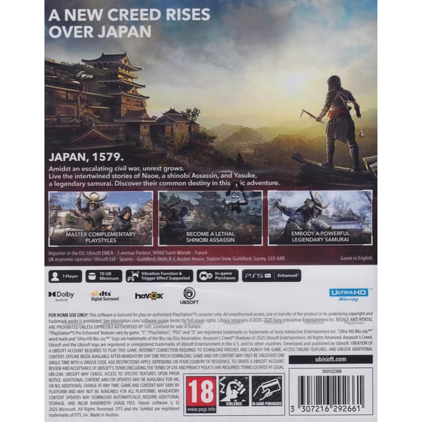 Assassins Creed Shadows Playstation 5 PS5