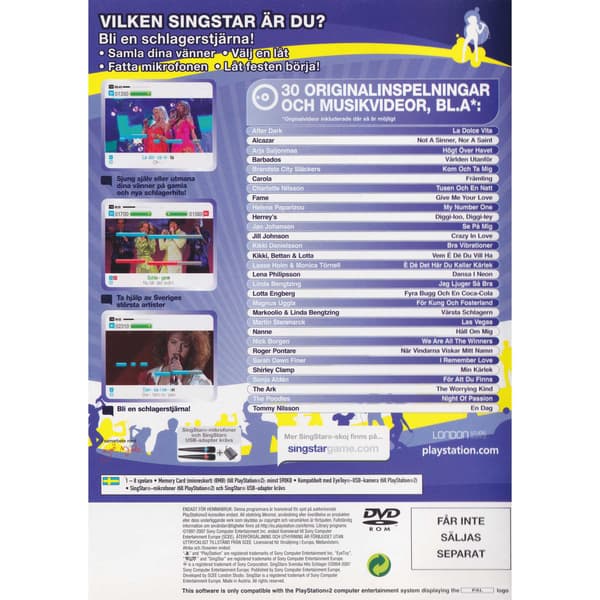 Singstar Svenska Hits Schlager Playstation 2 PS2 Bundle Copy Swedish (Brukt)