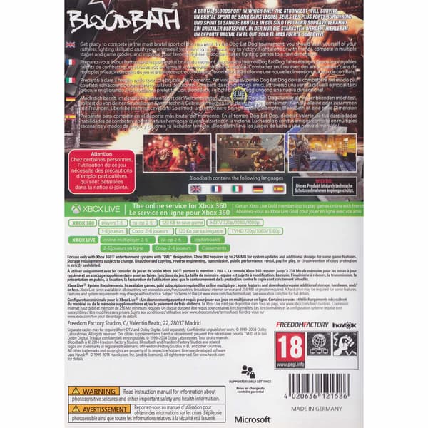 Bloodbath Xbox 360 (Brugt)
