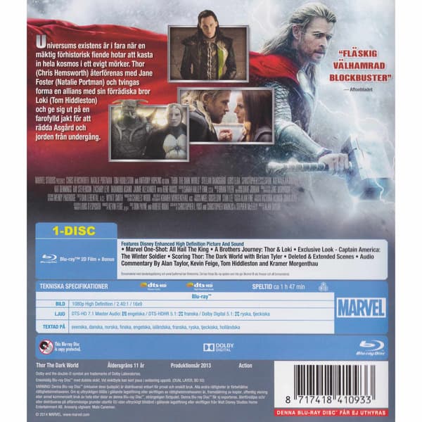 Thor The Dark World Blu-Ray (Begagnad)