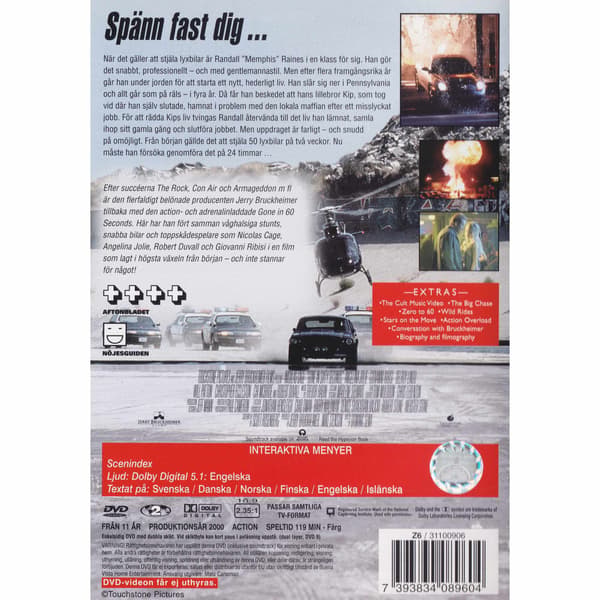 Gone in 60 Seconds DVD (Brukt)