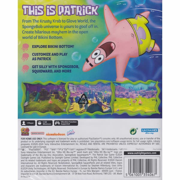 Spongebob Squarepants The Patrick Star Game Playstation 5 PS5
