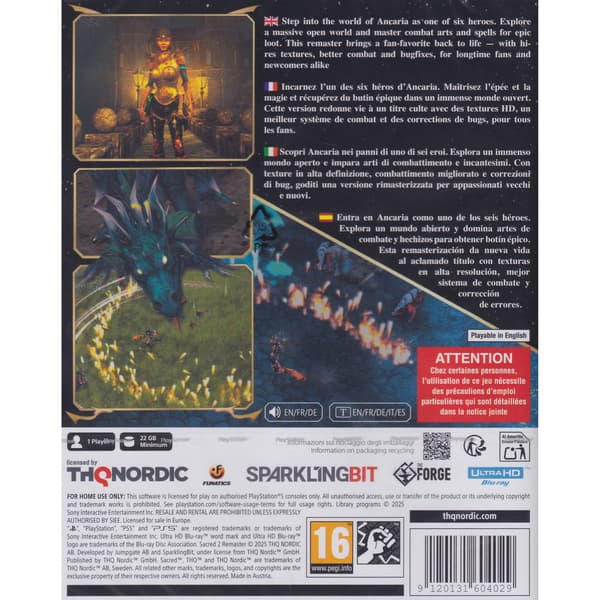 Sacred 2 Remaster Playstation 5 PS5