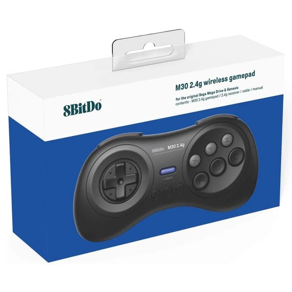 8BitDo M30 2.4Ghz Trådløs Controller Mega Drive Mini Sort