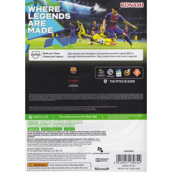 Pro Evolution Soccer 2018 Xbox 360 (Brukt)