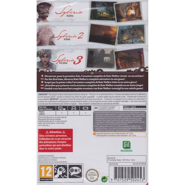 Syberia Trilogy Nintendo Switch (Code in a box)