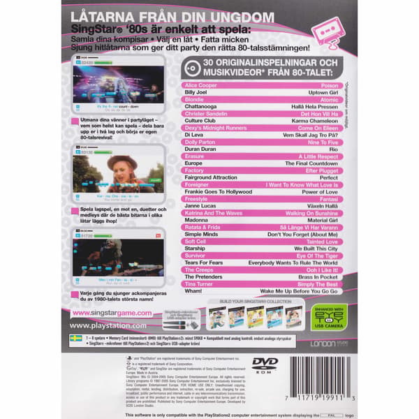 Singstar 80s Playstation 2 PS2 Swedish (Brugt)