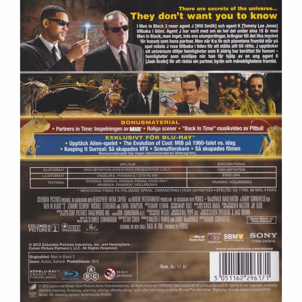 Men in Black 3 Blu-Ray (Begagnad)