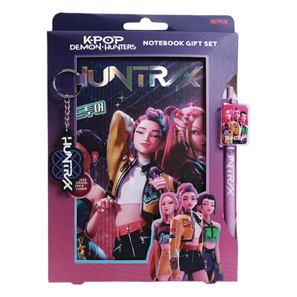 K-Pop Demon Hunters notebook with pen and keychain