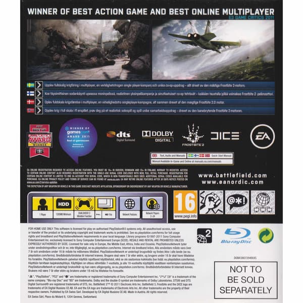 Battlefield 3 Playstation 3 PS3 Bundle Copy Nordic (Brukt)
