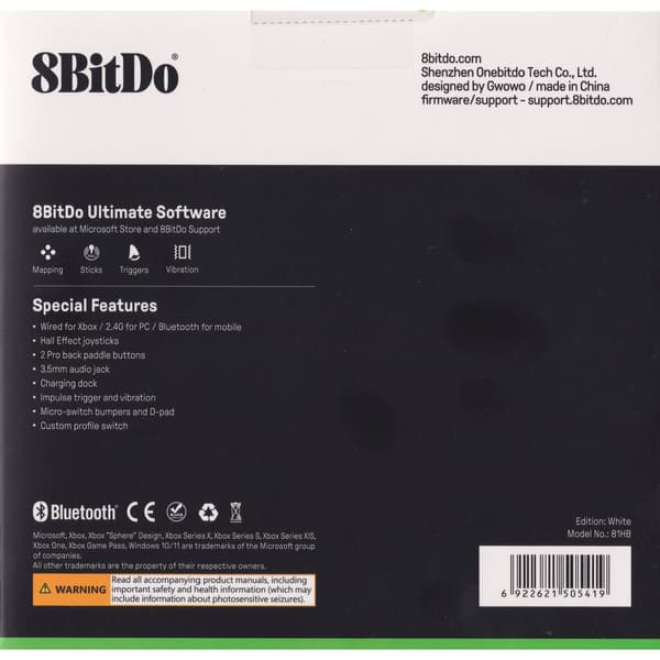 8BitDo Ultimate 3-tilainen Xbox-ohjain Valkoinen