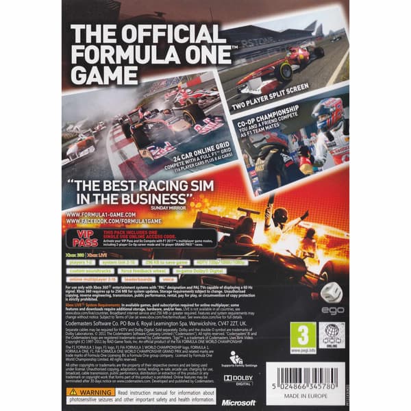 F1 2011 Xbox 360 (Brugt)