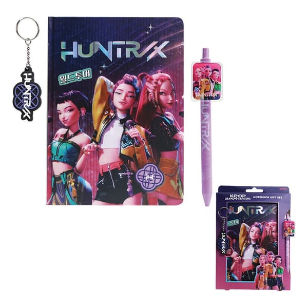 K-Pop Demon Hunters notebook with pen and keychain