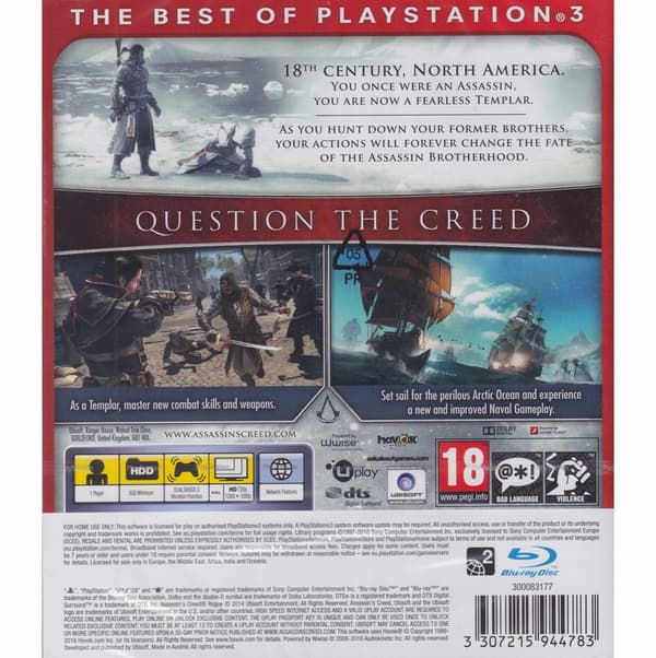 Assassins Creed Rogue Playstation 3 PS3 Essentials