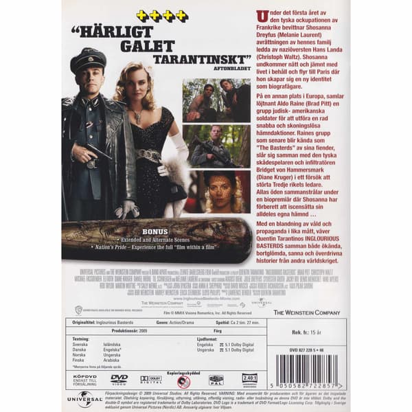 Inglorious Basterds DVD (Brukt)