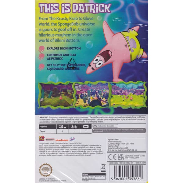 SpongeBob Squarepants The Patrick Star Game Nintendo Switch