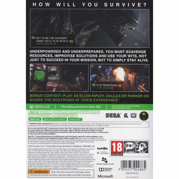 Alien Isolation Nostromo Edition Xbox 360 (Käytetty)