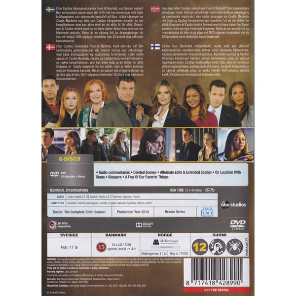 Castle The Complete Sixth Season DVD (Brukt)