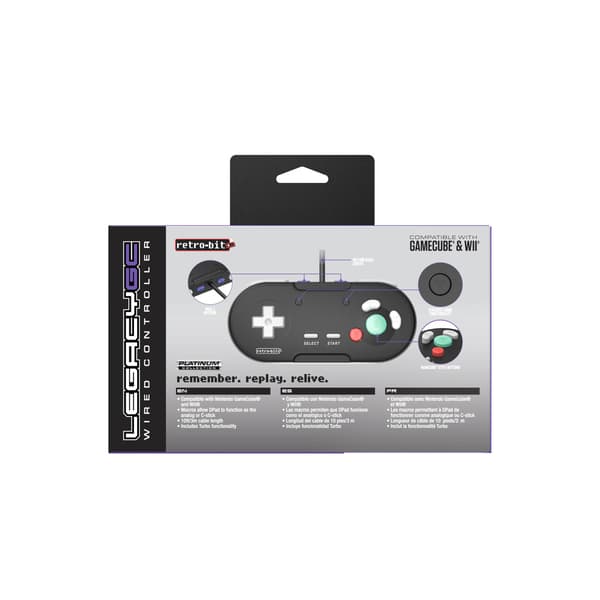 Retro-Bit LegacyGC Wired Controller Jet Black Nintendo Gamecube
