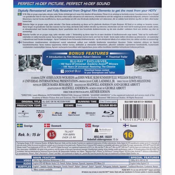 All Quiet on the Western Front Blu-Ray (Begagnad)