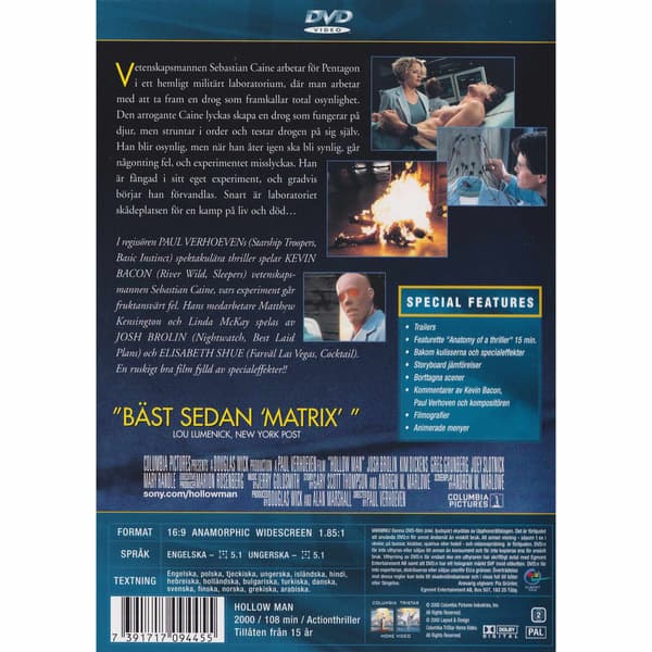 Hollow Man DVD (Brukt)