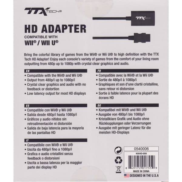 TTX Tech HD Adapter Nintendo Wii & Wii U