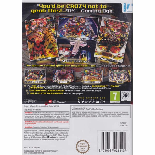 Williams Pinball Classics Nintendo Wii