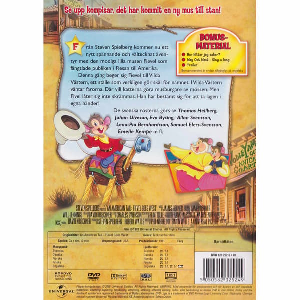 Fievel I vilda västern DVD (Brugt)