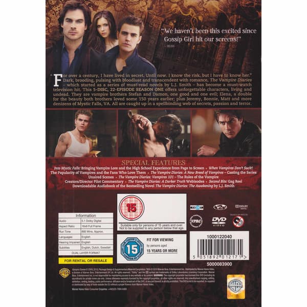 The Vampire Diaries The Complete First Season DVD (Brugt)