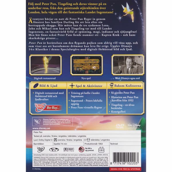Peter Pan Specialutgåva DVD (Brugt)