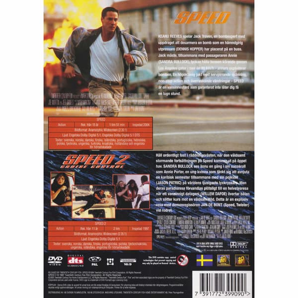 Speed & Speed 2 DVD (Käytetty)