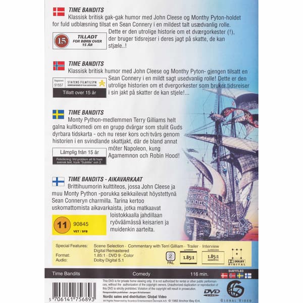 Time Bandits DVD (Brukt)