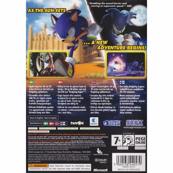 Sonic Unleashed Xbox 360 Nordic (Brukt)