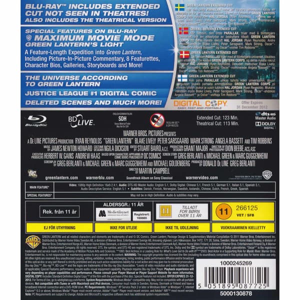 Green Lantern Extended Cut Blu-Ray (Brukt)