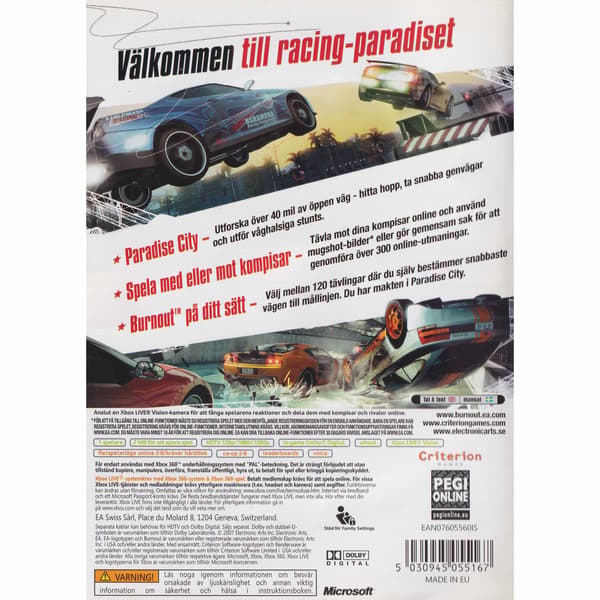 Burnout Paradise Xbox 360 Swedish (Brukt)