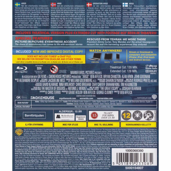 Argo Extende Cut Blu-Ray (Brukt)