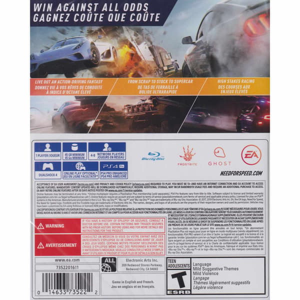 Need for Speed Payback Playstation 4 PS4 Hits IMPORT