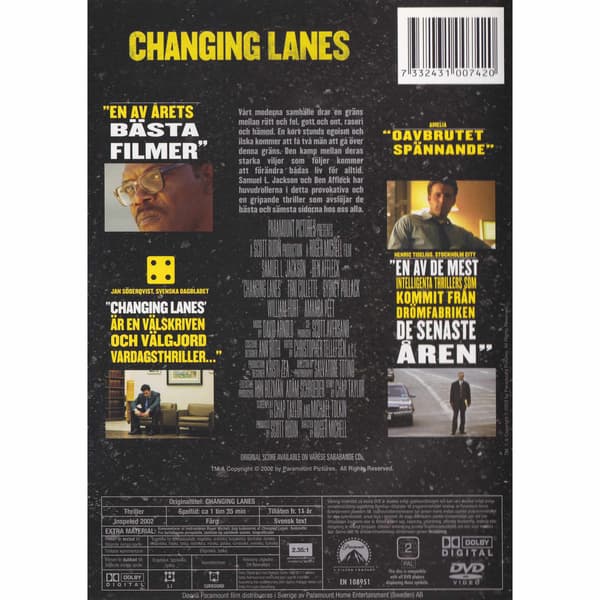 Changing Lanes DVD (Brukt)