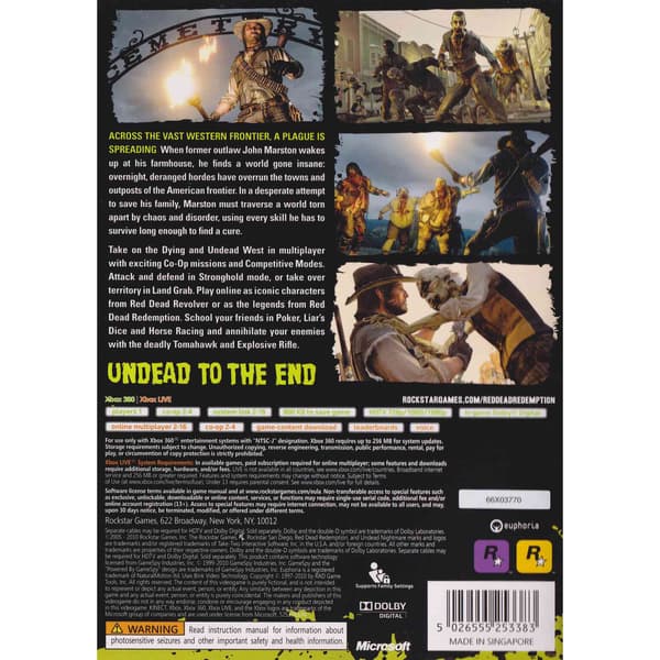 Red Dead Redemption Undead Nightmare Xbox 360 IMPORT (Brugt)