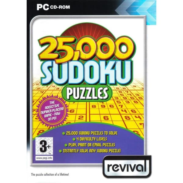 25000 Sudoku Puzzles PC CD (Brukt)