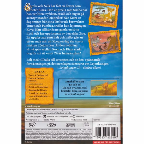 Lejonkungen II Simbas Skatt DVD (Brukt)