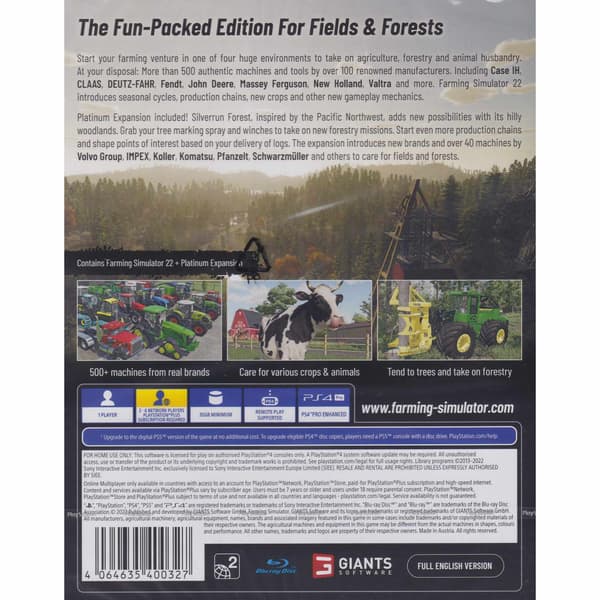 Farming Simulator 22 Platinum Edition Playstation 4 PS4