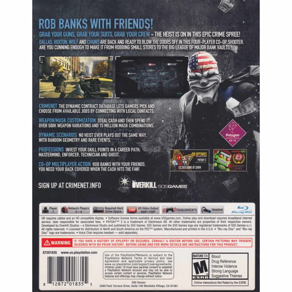 Payday 2 Safecracker Edition Playstation 3 PS3 IMPORT