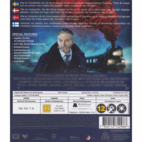 Murder on the Orient Express Blu-Ray (Brukt)