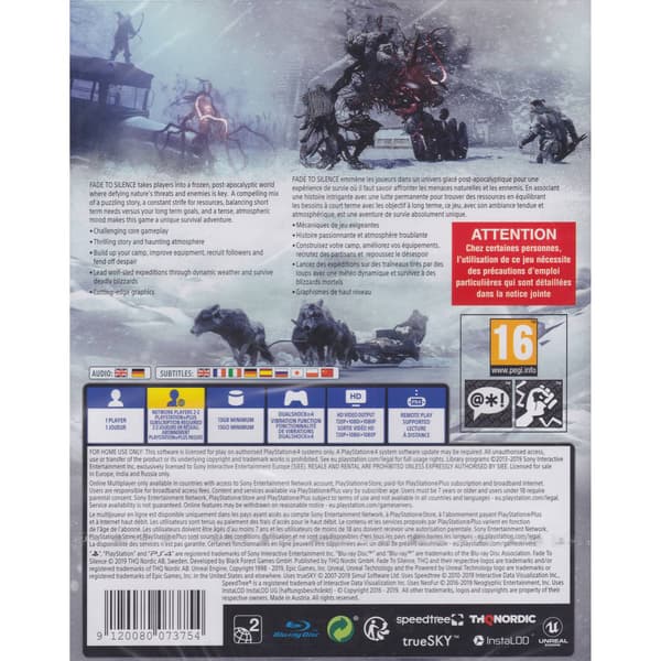 Fade to Silence Playstation 4