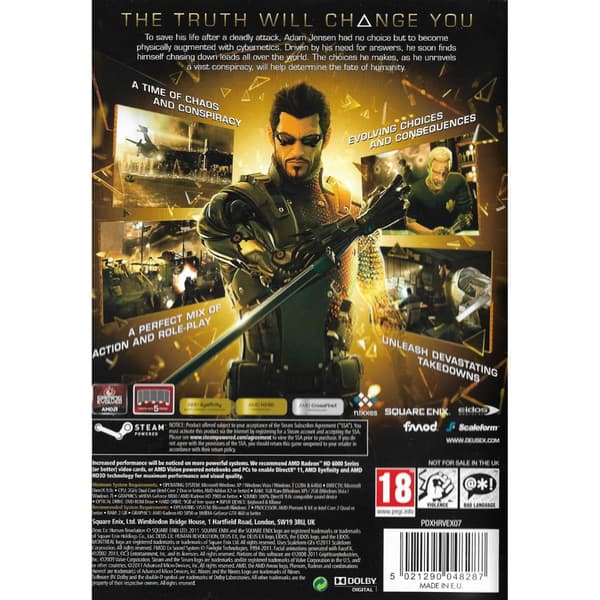 Deus Ex Human Revolution PC DVD Nordic (Brukt)