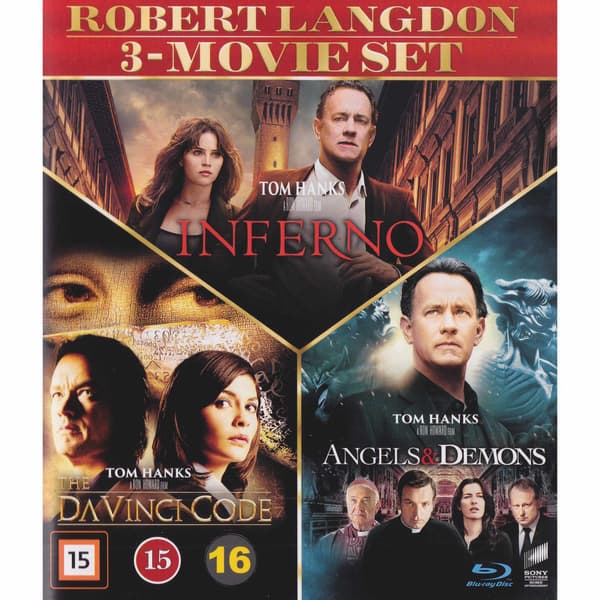 Robert Langdon 3 Movie Set Blu-Ray (Brugt)