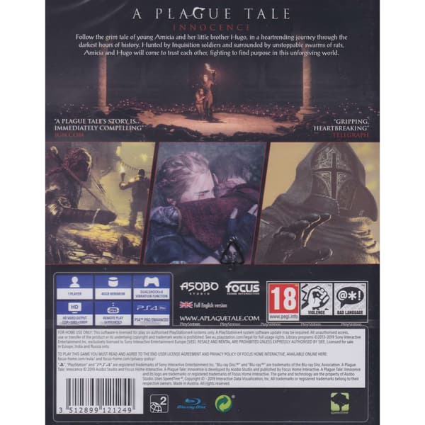 A Plague Tale Innocence Playstation 4 PS4