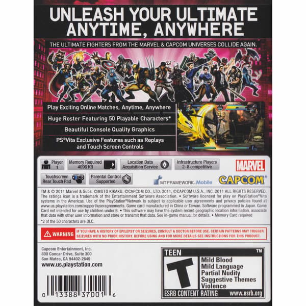 Ultimate Marvel vs Capcom 3 Playstation PS Vita IMPORT (Brugt)